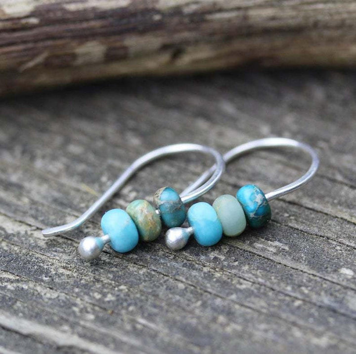 Aqua Gemstone Dangle Earrings