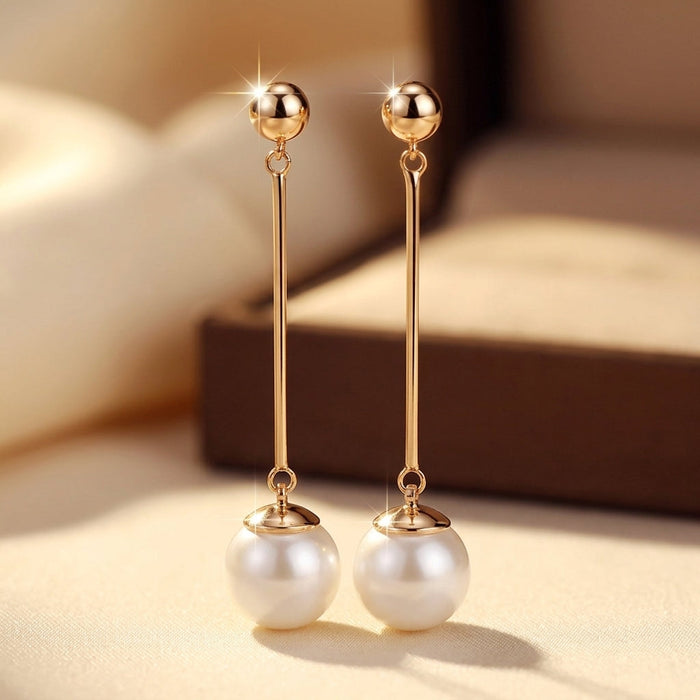 Golden Pearl Drop Earrings