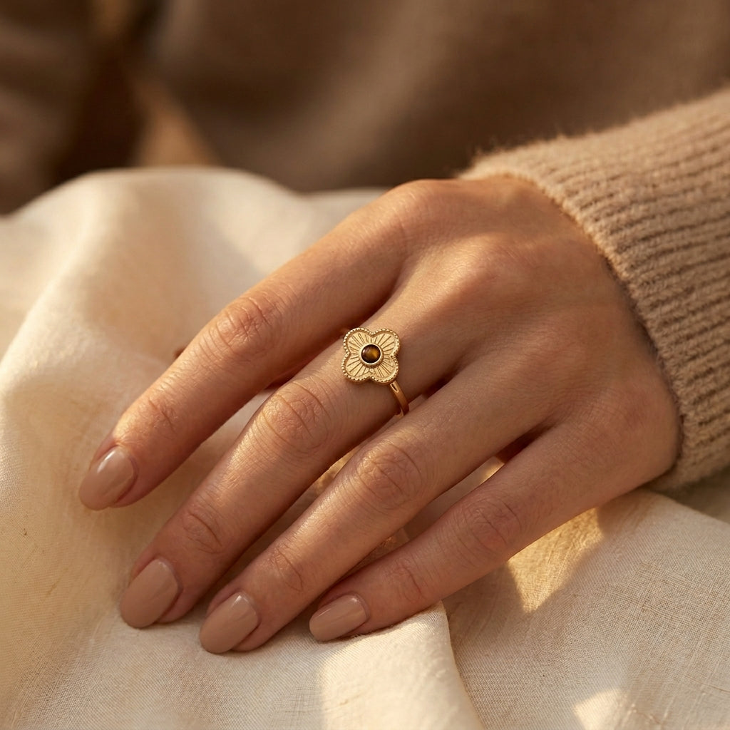Gold Blooming Floral Open Ring