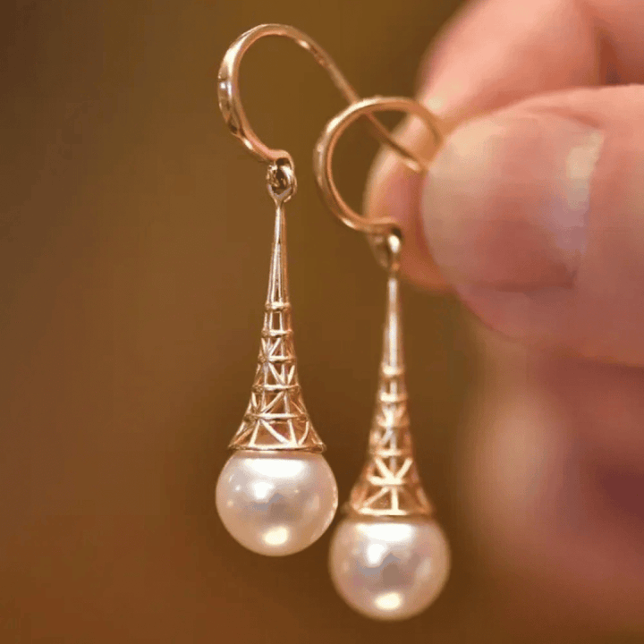 Antique Gold Pearl Drop Earrings