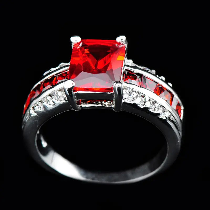 Silver Ruby Dual-Band Ring