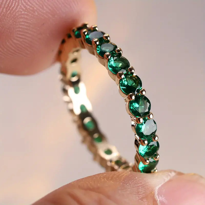 Emerald Gold Eternity Band