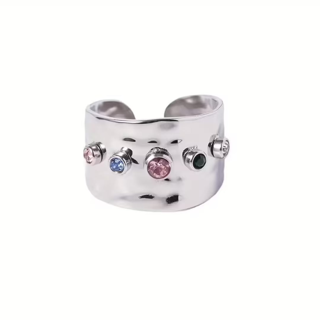 Antique Gold Cubic Zirconia Band Ring