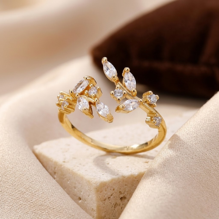 Golden Leaf-Inspired Open Ring