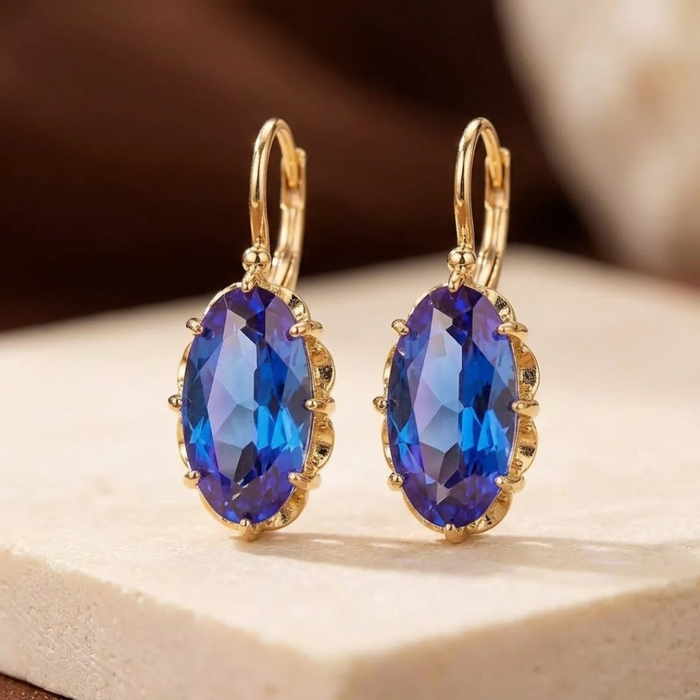 Sapphire and Gold Dangle Earrings