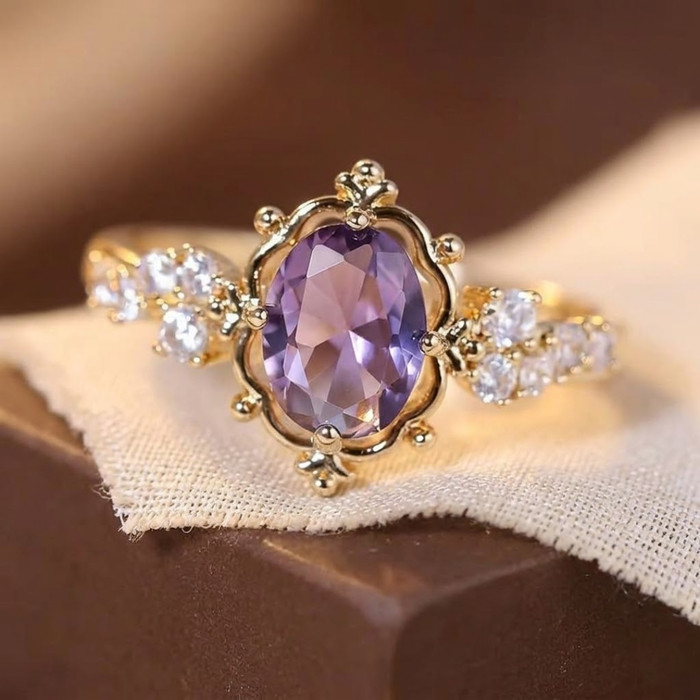 Amethyst Princess Ring in Gold
