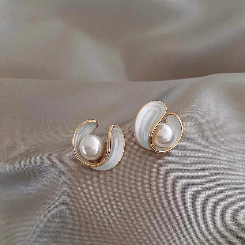 Antoinette Graceful White Opal Earrings