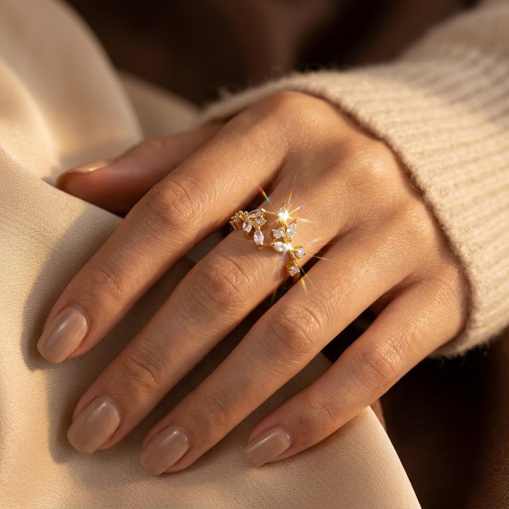 Golden Leaf-Inspired Open Ring