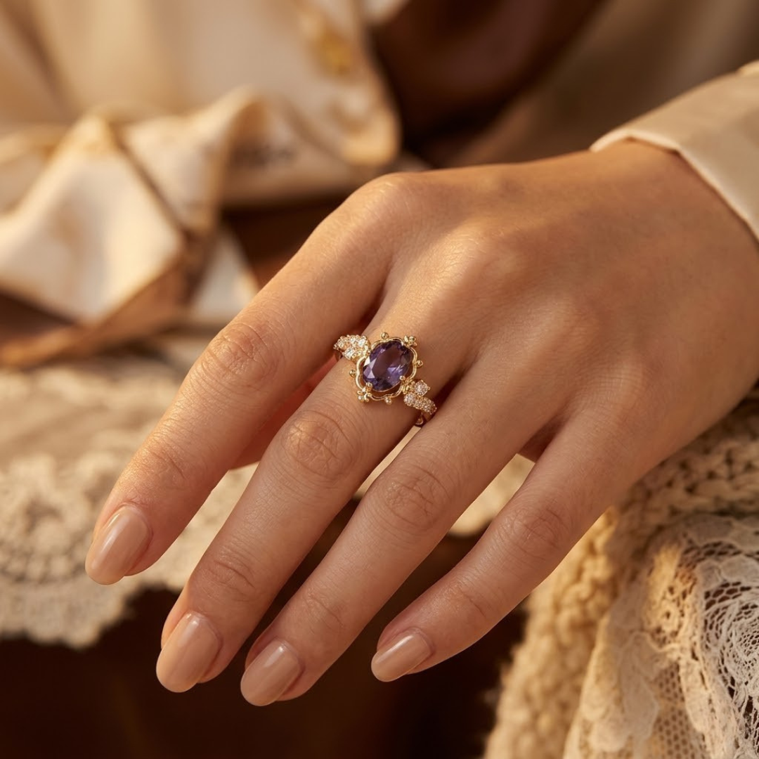 Amethyst Princess Ring in Gold