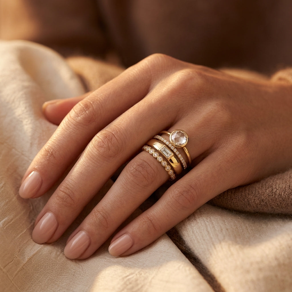 Gold Layered Bezel Ring Collection