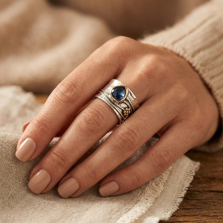 Gold and Silver Bezel-Set Accent Ring