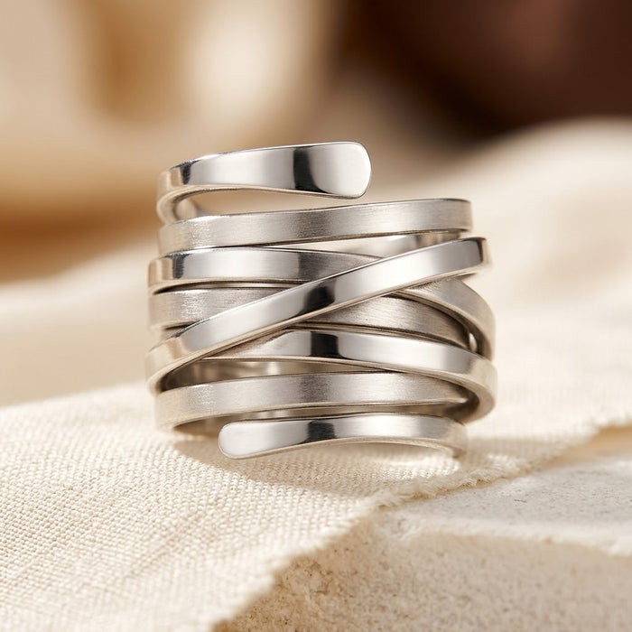 Silver Multi-Strip Wrap Ring