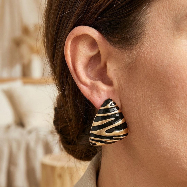 Zebra Print Triangular Stud Earrings