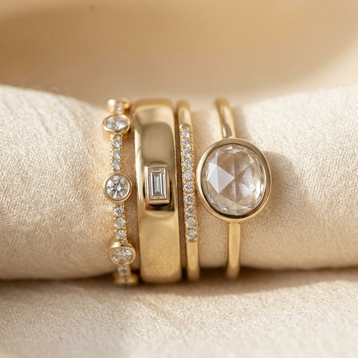 Gold Layered Bezel Ring Collection
