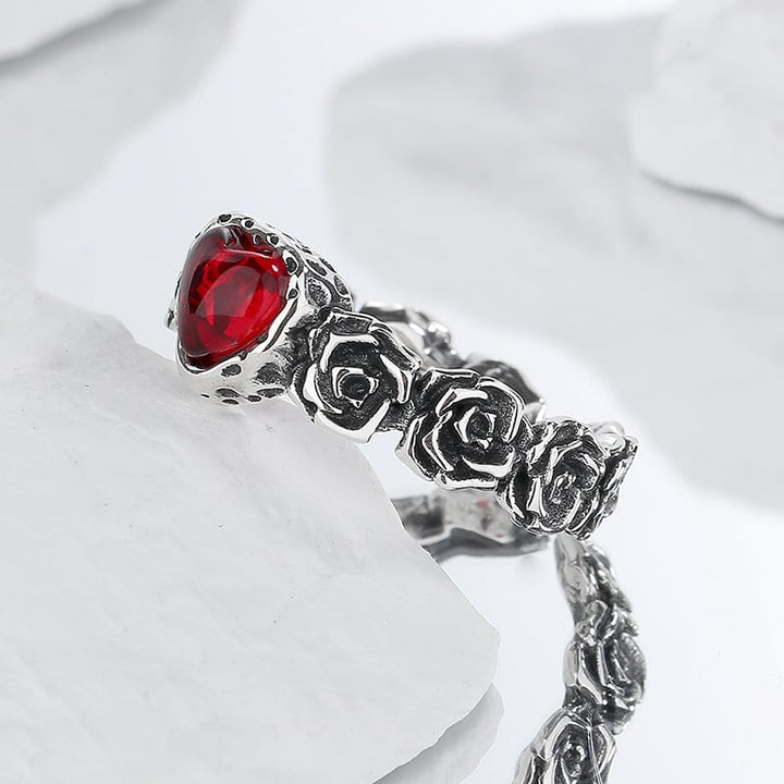 Antique Silver Rose Heart Band