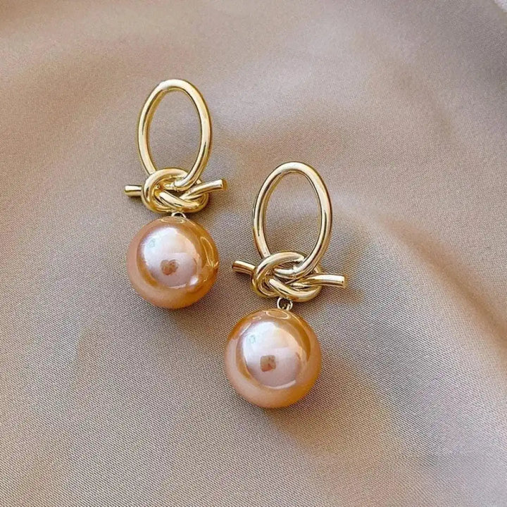 Chic Pink Pearl Dangle Earrings
