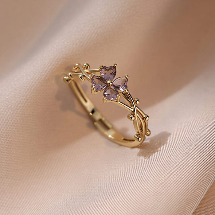 ADJUSTABLE AMETHYST BLOSSOM RING