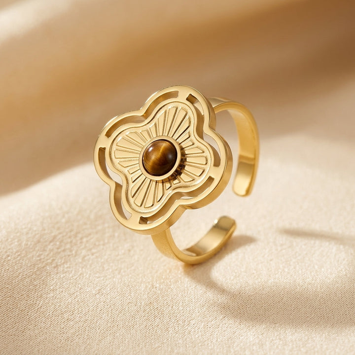 Gold Blooming Floral Open Ring