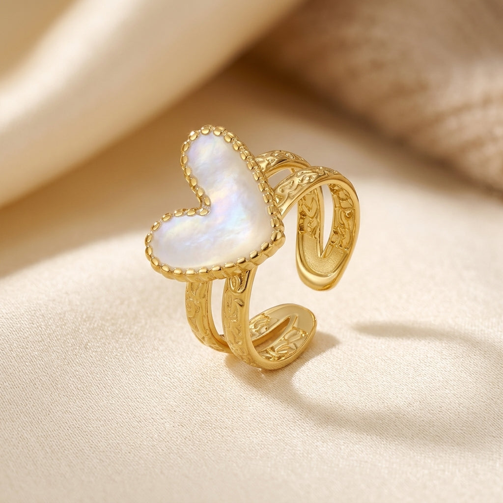 Golden Heart-Shaped Ring Design