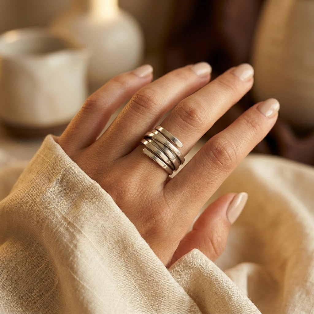 Silver Multi-Strip Wrap Ring