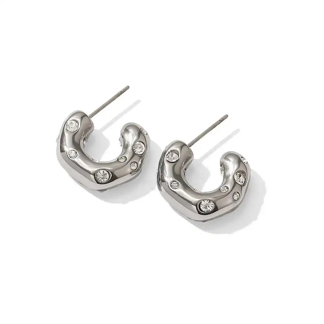 Glistening Gold Zircon Circle Hoop Earrings