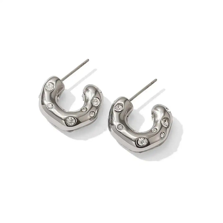 Glistening Gold Zircon Circle Hoop Earrings