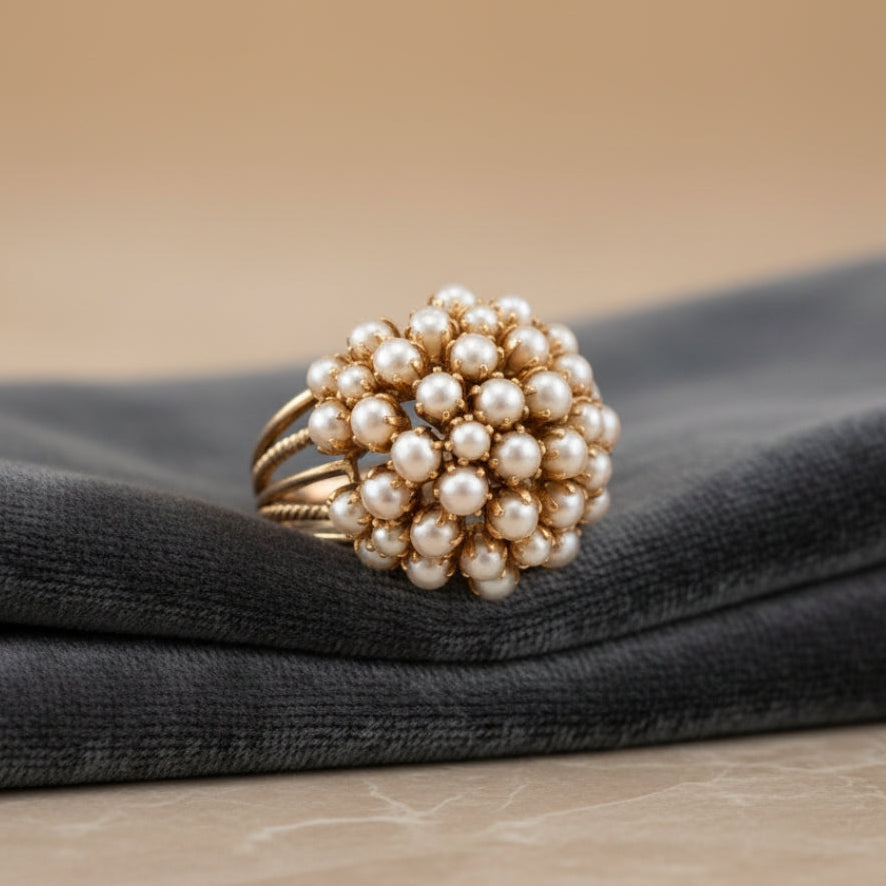Pearl-Studded Inlay Ring