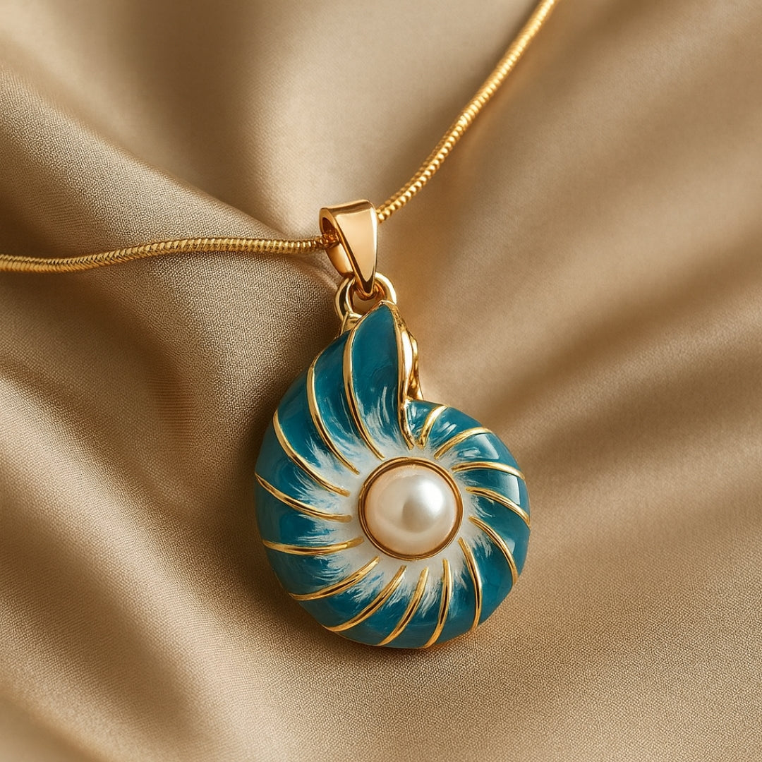 Azure Pearl Shell Pendant Necklace