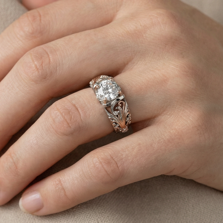 Unique Silver Ring with Exotic Crystals