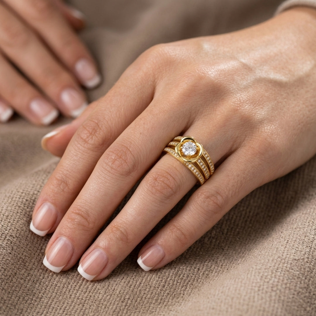 Infinity Gold Crystal Ring