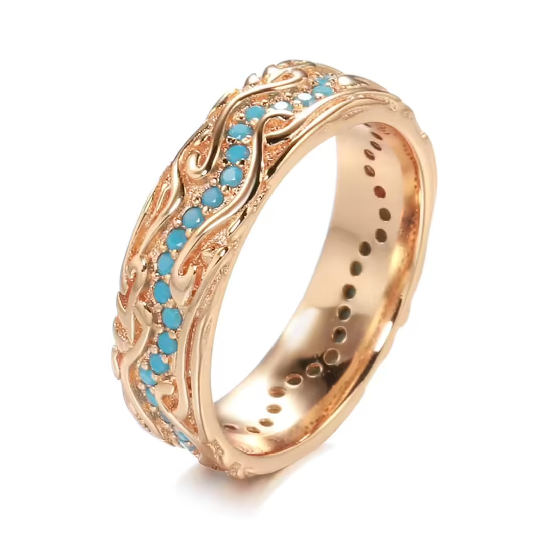 Vintage Rose Gold Turquoise Ring