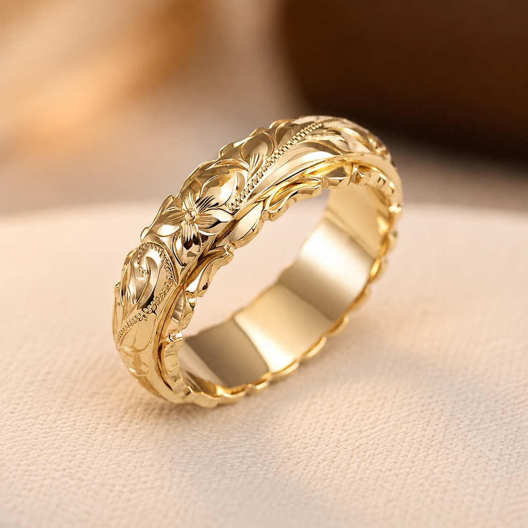 Antique Floral Gold Band