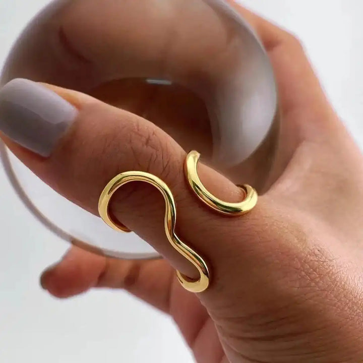Adjustable Golden Charm Ring