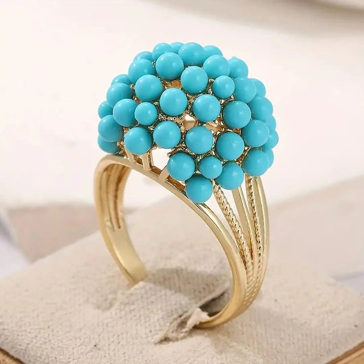 Bohemian Stacked Ring with Turquoise Stone Beads