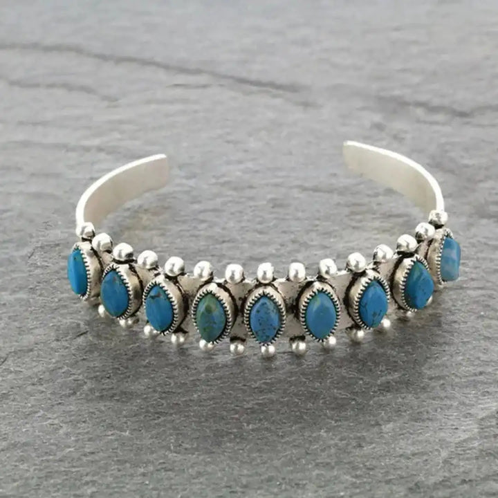 Antique Tibetan Silver Gemstone Bracelet