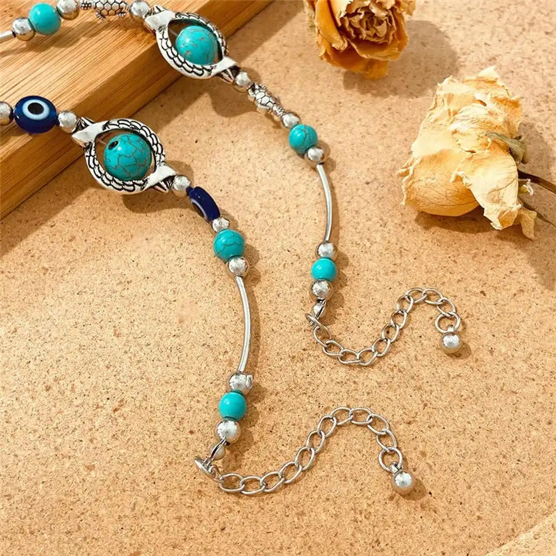 Aqua Vintage Silver Turquoise Bracelet