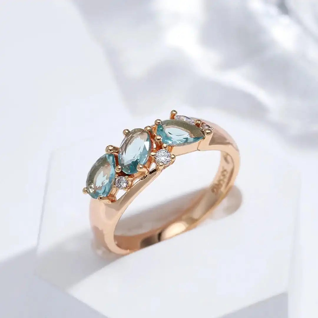Antique Rose Gold Blue Zircon Band
