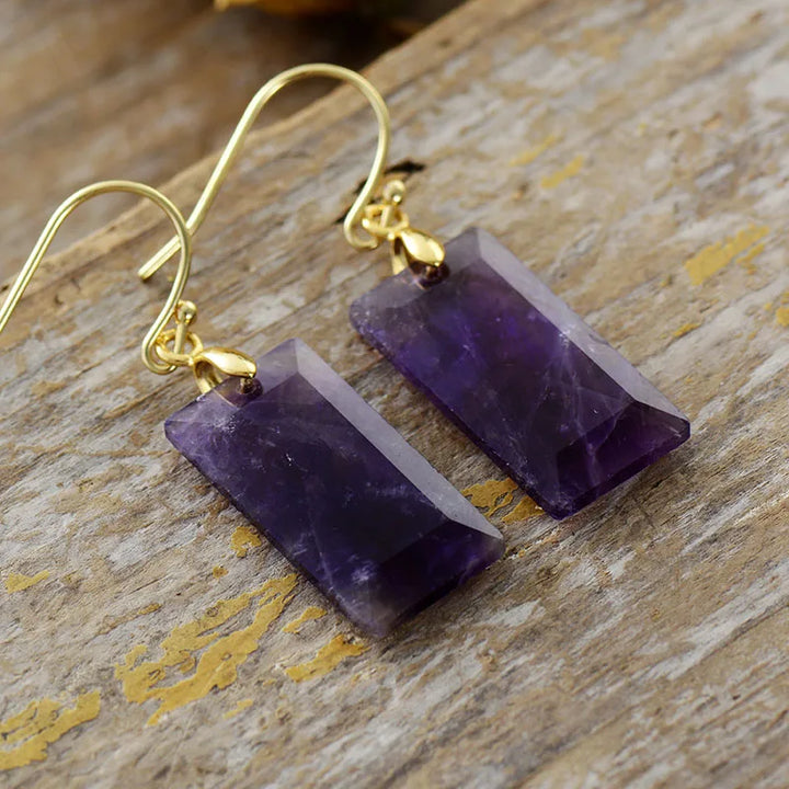 Amethyst Gold Earrings with Lunar Radiance