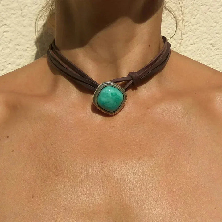 Retro Bohemian Turquoise Charm Necklace