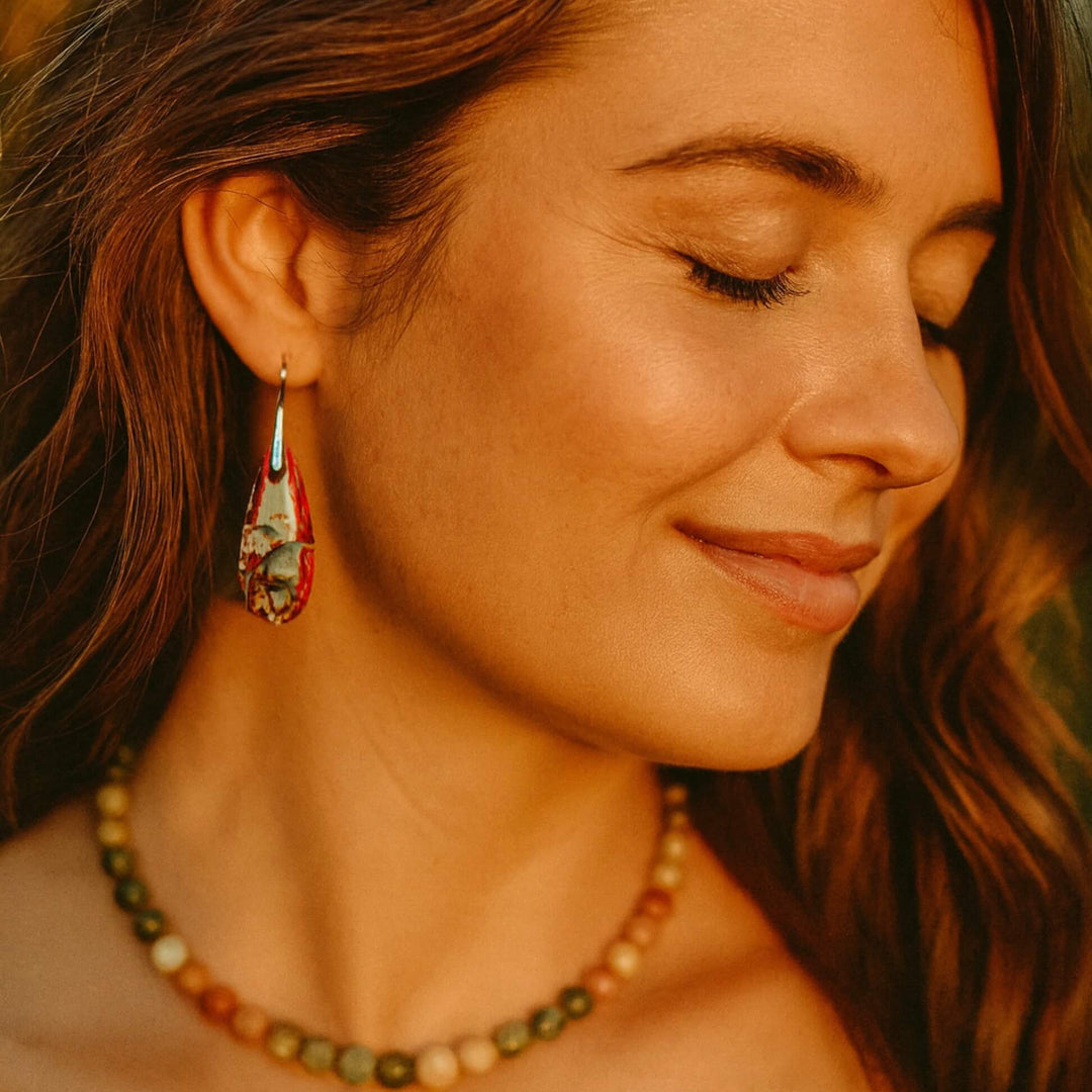Aqua Flame Teardrop Earrings