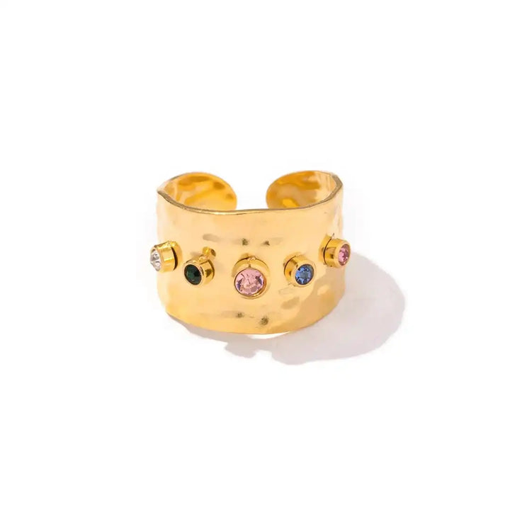 Antique Gold Cubic Zirconia Band Ring