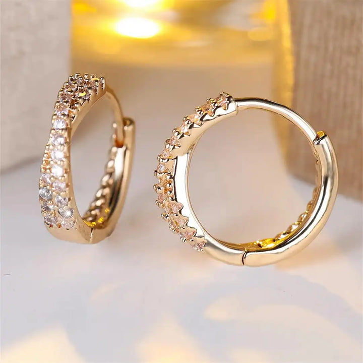 Retro Zirconia Hoop Earrings