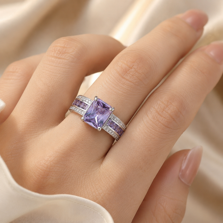 Amethyst Channel Ring in Silver