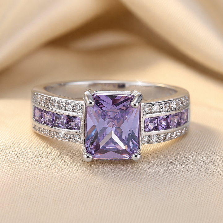 Amethyst Channel Ring in Silver