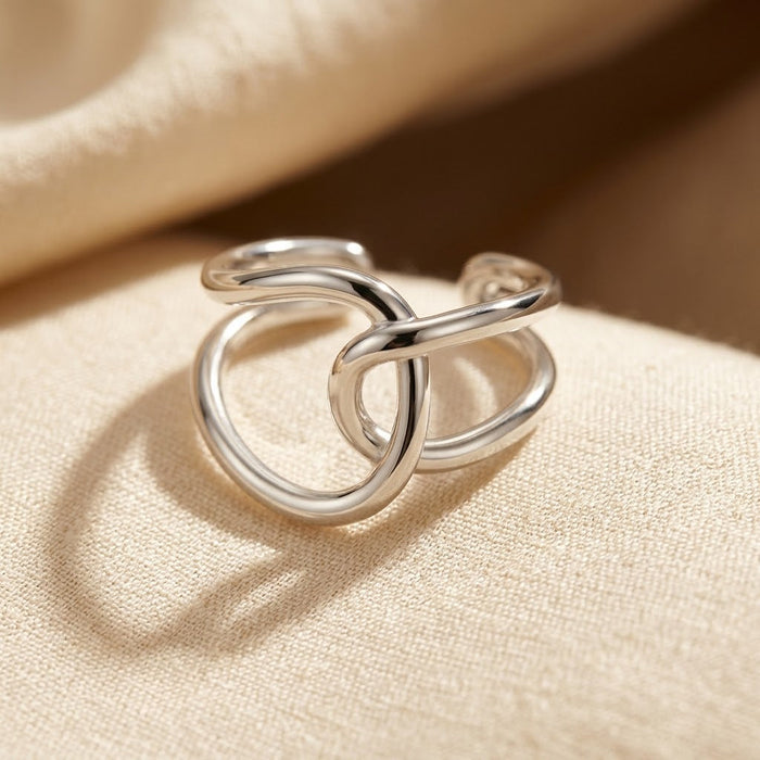 Silver Interlocking Open Band Ring