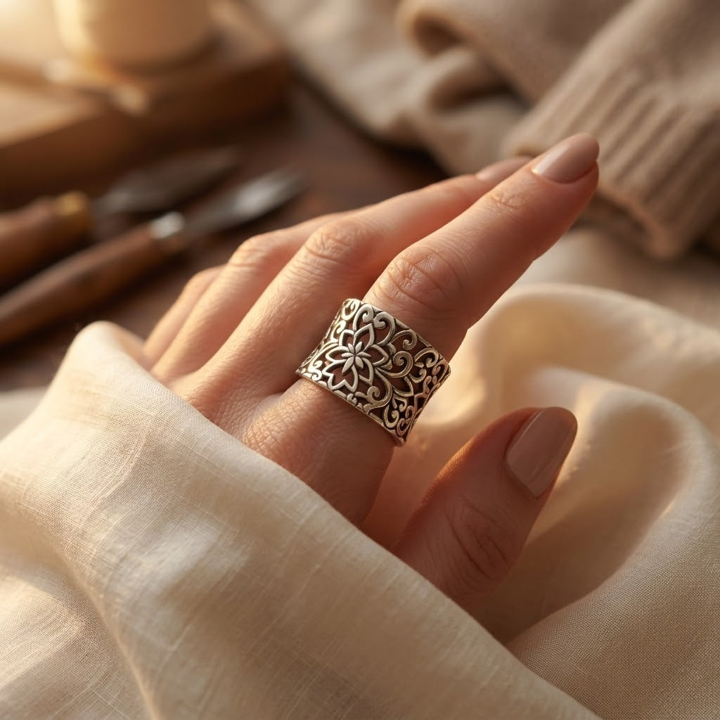 Ornately Designed Silver Filigree Ring