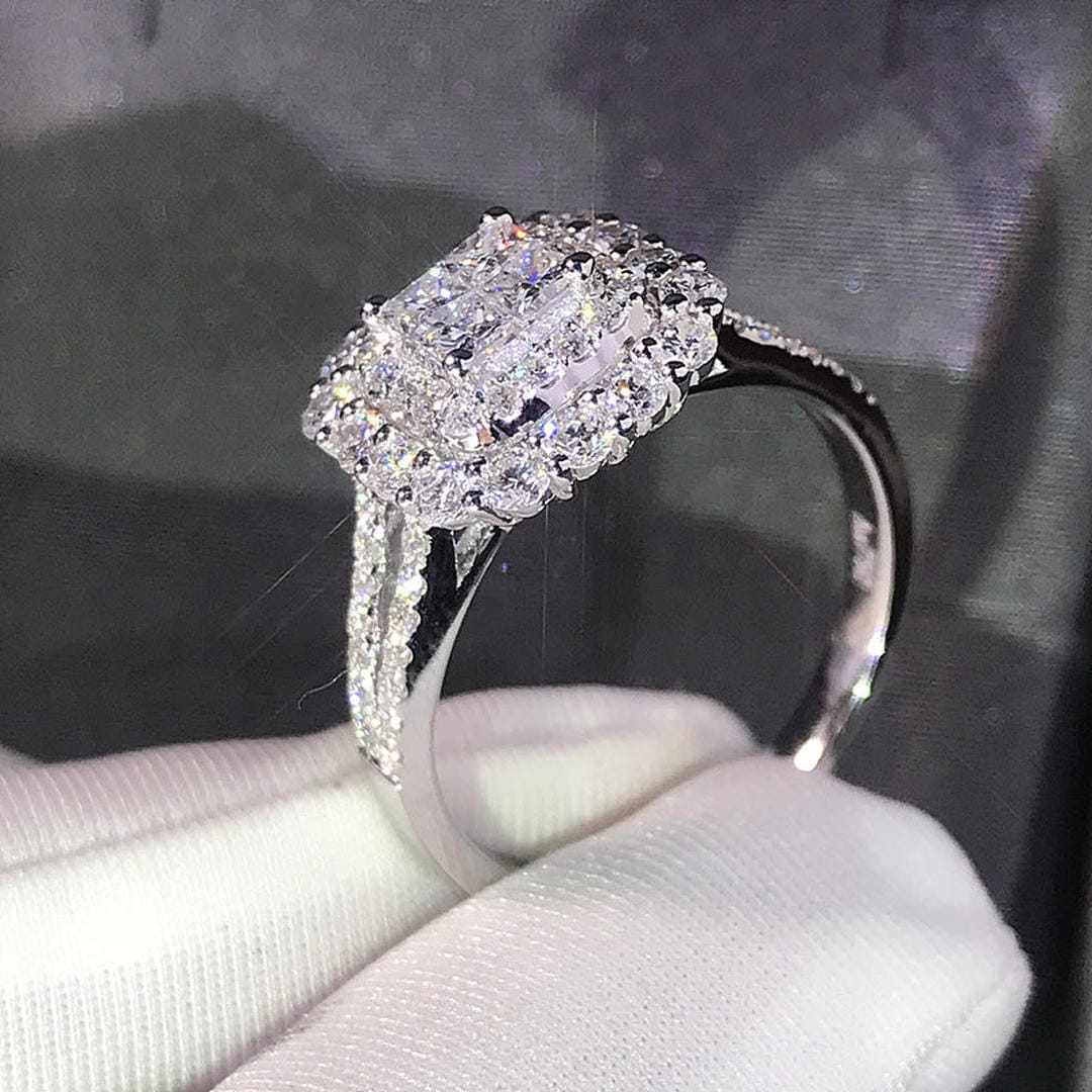 Square Cut Zirconia Bridal Ring