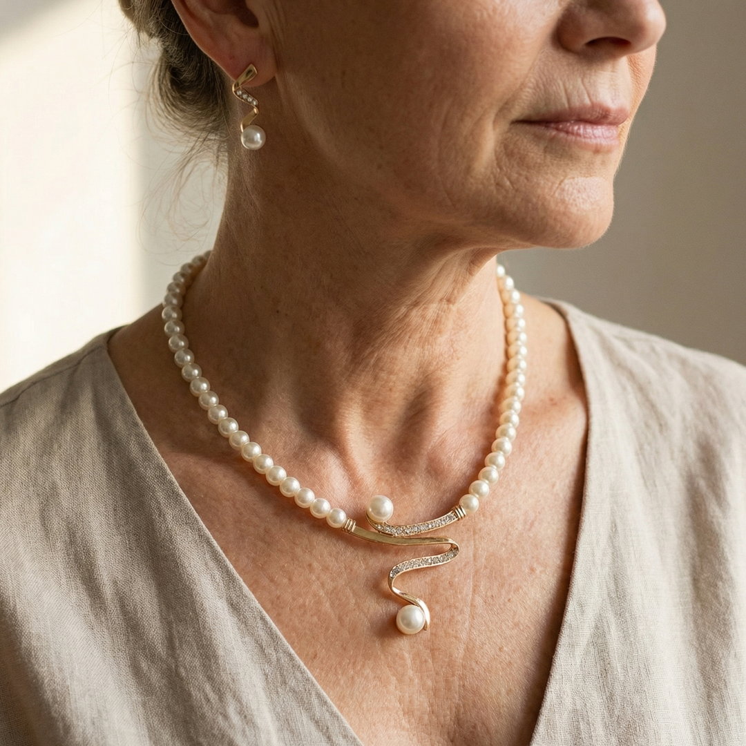 Genuine Pearl Necklace and Earring Set