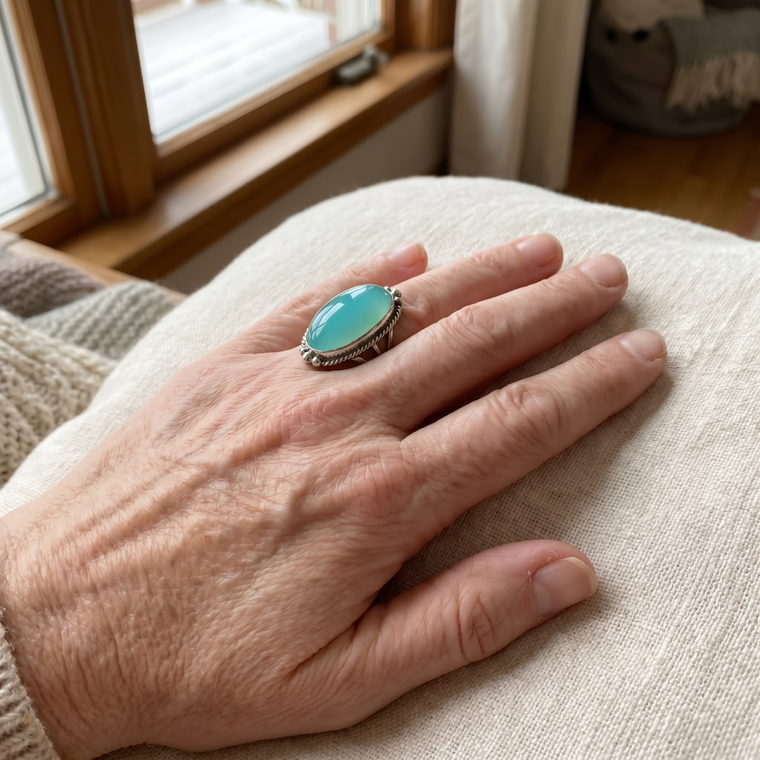 Antique Sterling Silver Turquoise Statement Ring