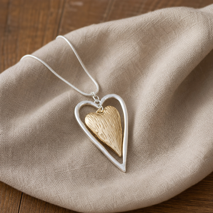 Majestic Gold Silver Heart Necklace